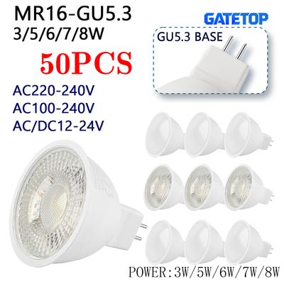 50PCS GU5.3 LED Spotlight Bulbs MR16 AC 12V/110V/220V Replace 50W Halogen Lamp Energy Saving Directional Lighting for Bedroom