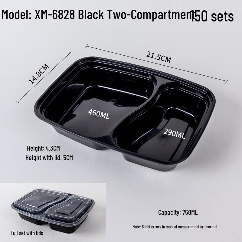 ZISIZ Disposable Two-Compartment Plastic Lunch Box