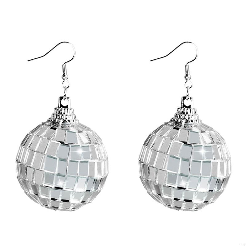 A52E Vintage Dangle Earrings Disco Ball Drop Dangle Earrings 70s Dance Party Costume Accessories for Women Girl Party Favor