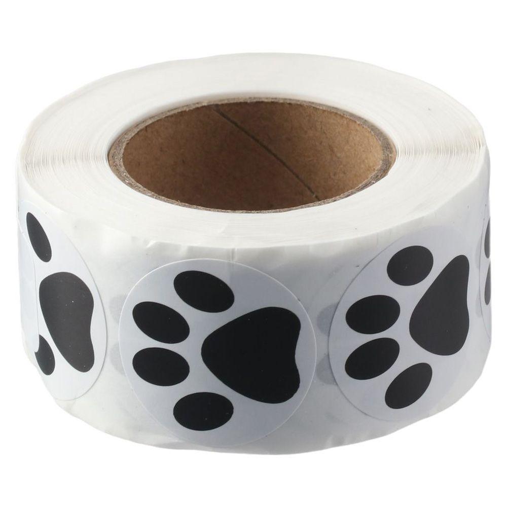 500PCS/Roll Puppy Pet Dog Paw Stickers Adorable Puppy Dog Paw Print Stickers Colored/black Self-adhesive Label Animal Stickers