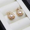 White Natural Heart Pearl Earrings 925 Women,Sterling Silve Fresh water Stud Earrings Pearl Wife Girls Birthday Gift White Black