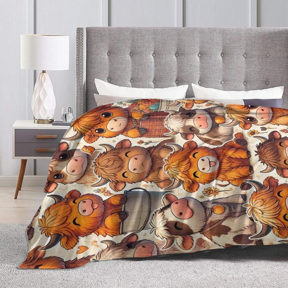 Dekorative Decke mit Highland-Kuh-Muster für Sofa, Bett, Heimdekoration, Reisen und Wohnzimmerdekoration