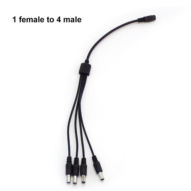 DC 1 Female To 2 3 4 5 Way 22awg 18awg Male Connector Power Supply Splitter Plug Adapter Cable Cord 5.5mmx2.1mm for Strip Light