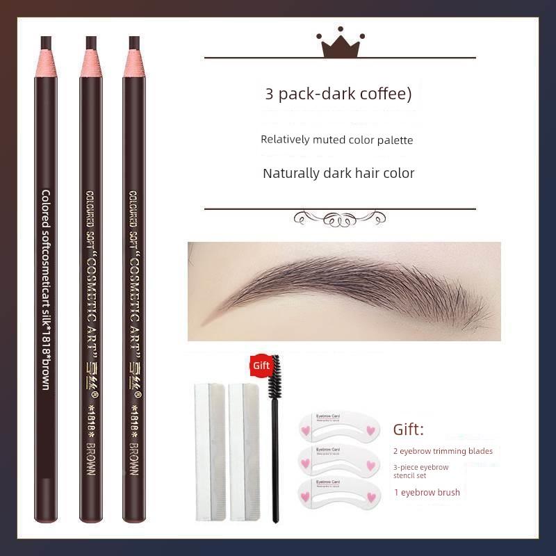 1818 Hengsi Threaded Eyebrow Pencil Waterproof Long-Lasting Non-Fading Henry Eyeliner Pen Two-In-One for Tattoo Artists