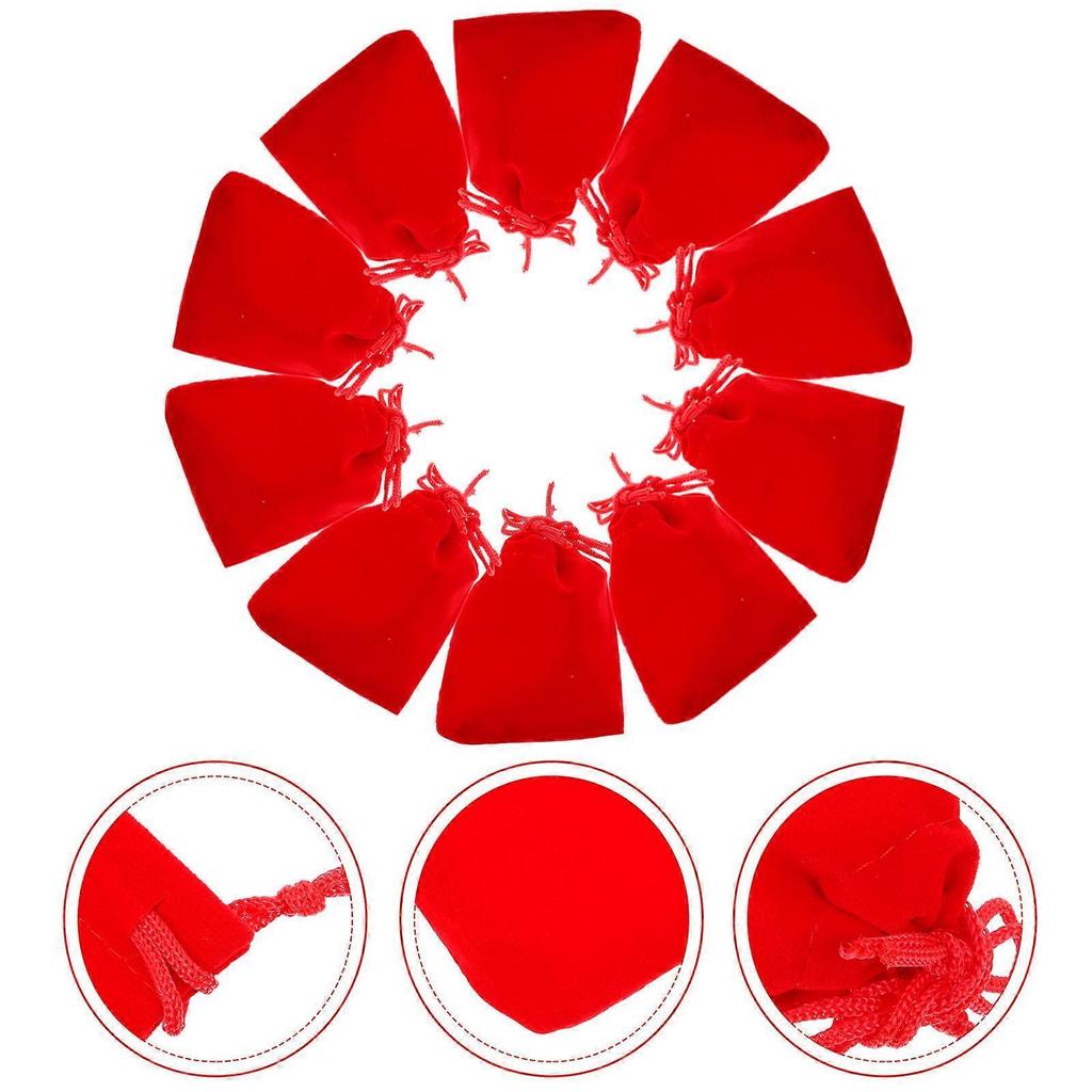 150Pcs Jewelry Pouch Drawstring Bags for Storage Red Flannel Small Bags