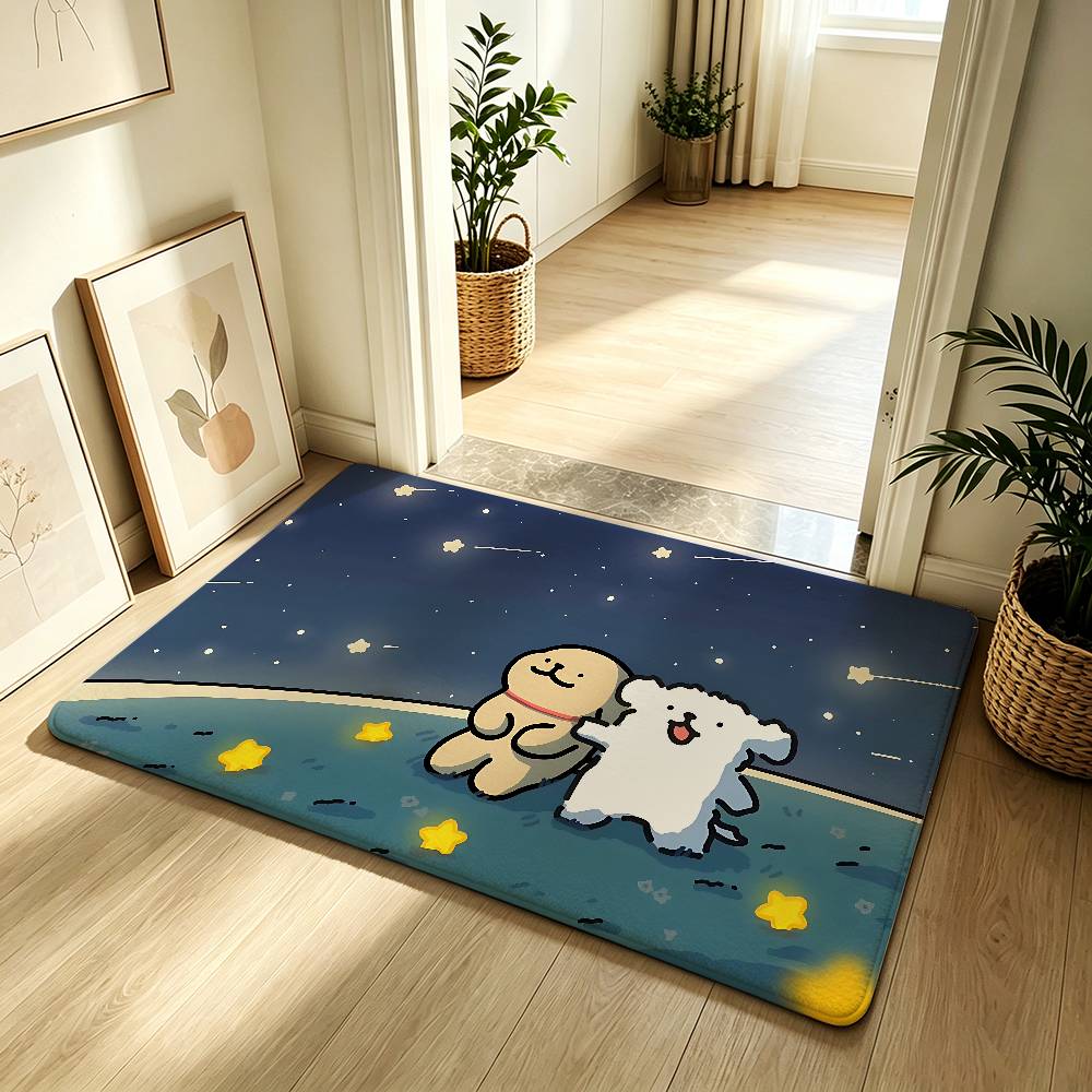 Cartoon M-Maltese Carpet Bathroom Anti-slip Mat Door Mat Home Decoration Mat Entrance Door Mat Scratch-resistant Door Mat