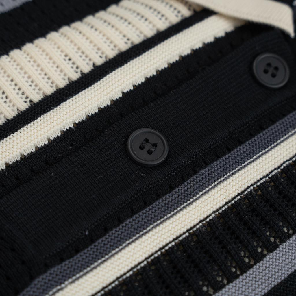 Anta Kyrie Woven Stripe Breathable Comfortable Trendy Polo Shirt Men Tops Basic-Black 172621701-2