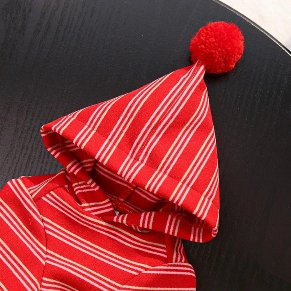 Festive Warm Dog Striped Hoodie Breathable Comfortable Dog Sweatshirt Soft New Year Dog Apparel Autumn Winter Season