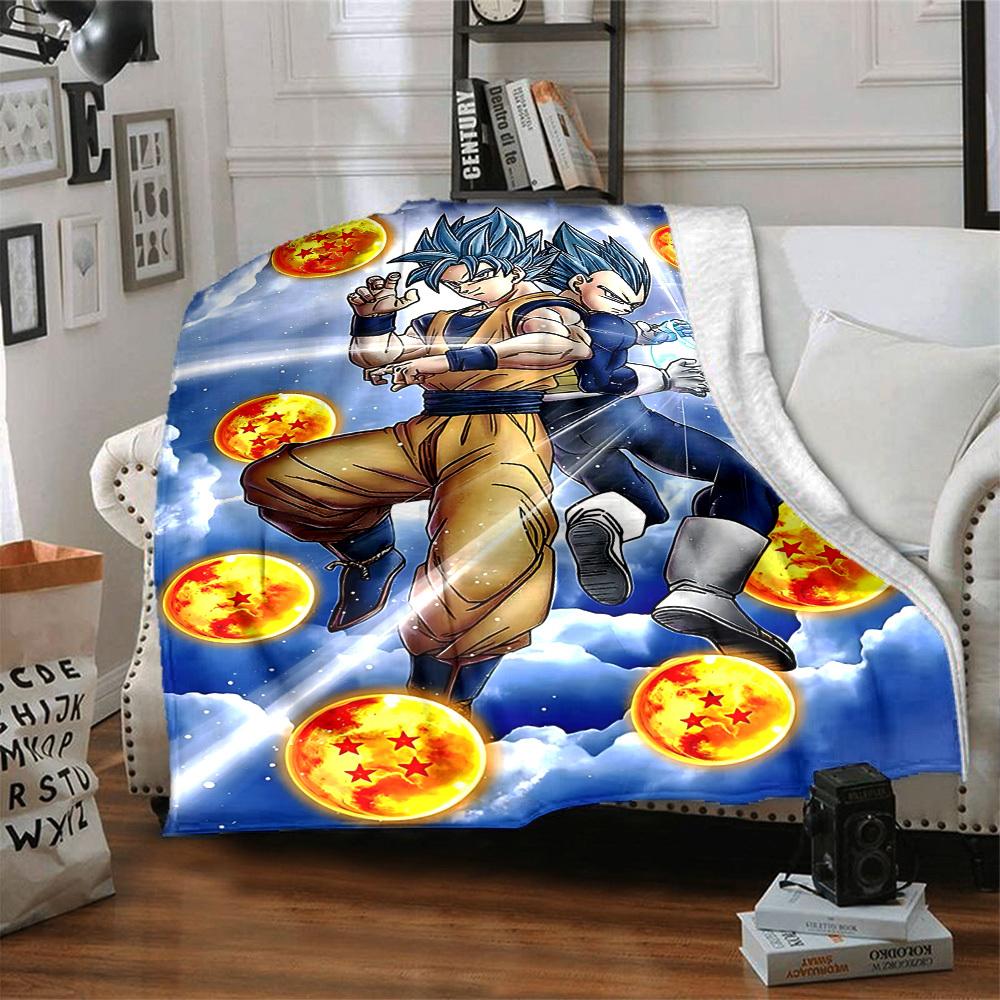 1 ks Deka Dragon Ball Měkká Teplá Celoroční Přehoz na Pohovku, Postel, Auto, Kancelář Živý Barevný Design, Odolný & Útulný Dárek