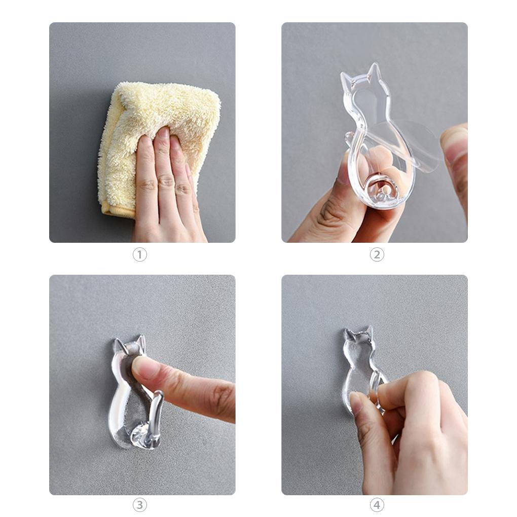 2 Pieces ABS Animal Shape Hook Punch-free Decorative Self-adhesive Replacement Simple Style Bathroom Key Hanger