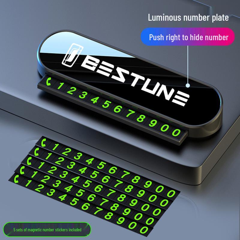 Lasergeätztes temporäres Parkplatz-Telefonnummernschild für Bestune-Modelle (T77, B50, T99, B70, X80, X40)