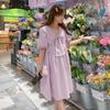 Small Fresh and Sweet Age-reducing Maternity Dress Women's Summer Bow Doll Collar Loose and Thin Large Size Maternity Dress