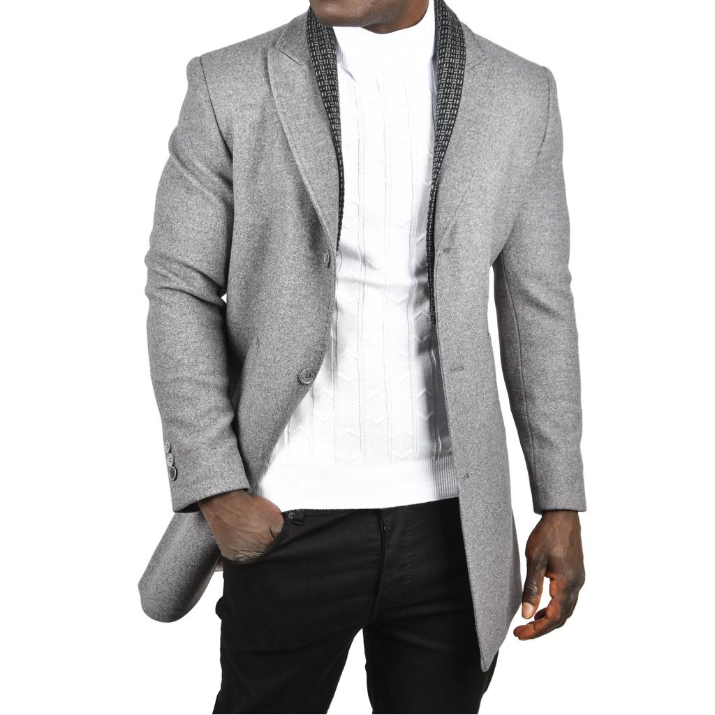 DeepSEA Çift Yaka Yakası Çıkabilen Dar Kesim Düğmeli Uzun Kaşe Kaban 2407001