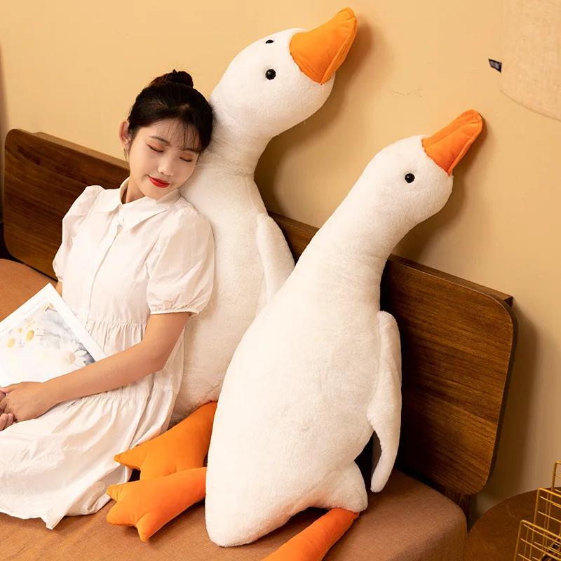 50-160cm Giant Long Plush White Goose Toy Stuffed Animal Big Wings Duck Hug Massage Throw Pillow Boyfriend Cushion for Girl