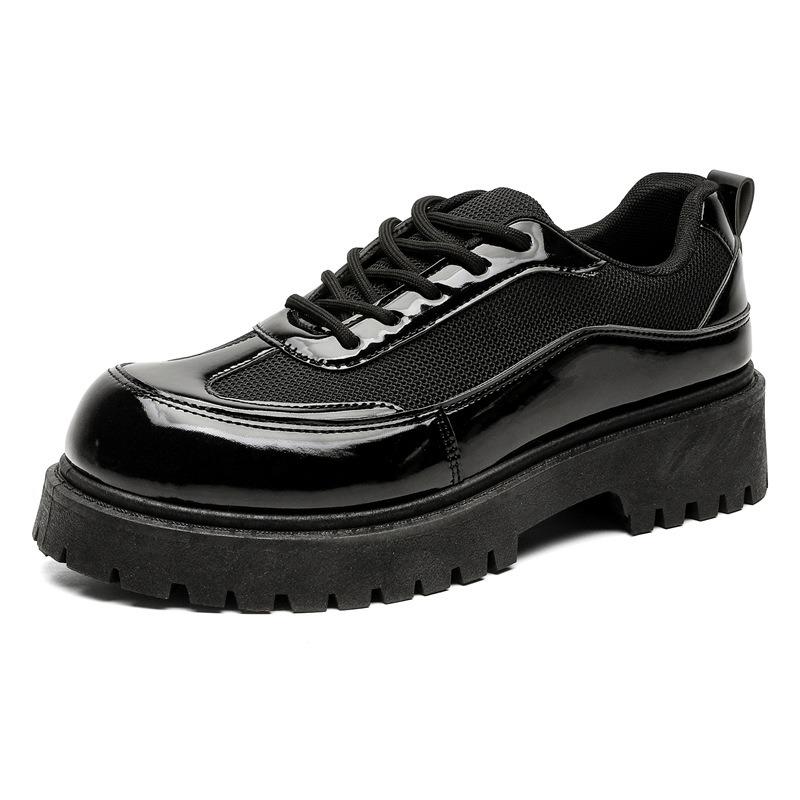 Men's Shoes New Spring Casual Low-top Martin Boots Men's Leather Shoes Platform Black Derby Trendy Shoes