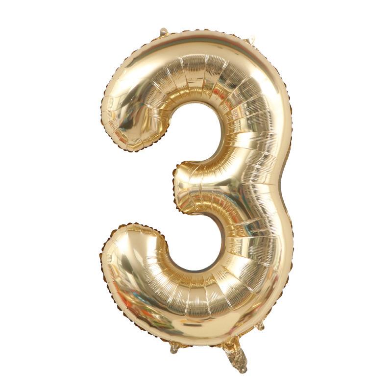 1PCS 40 Inch Large White Gold Light Gold Digital Foil Balloon for Girls' Birthdays Helium Big Number0-9 Balloon Decoration
