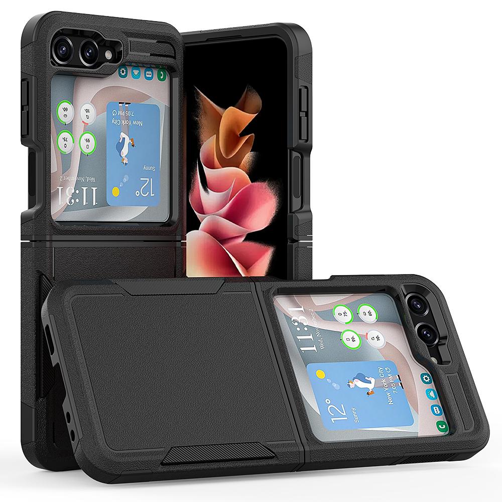 

For Samsung Galaxy Z Flip5 5G Dual Layer Protection PC+TPU Cover Anti-Fall Phone Case Black