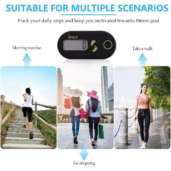 Veemoon 3D Digital Pedometer Accurate Step Counter Walking Distance Miles Calorie Counter Exercise Time Silent with Clip and Lanyard for Men Women