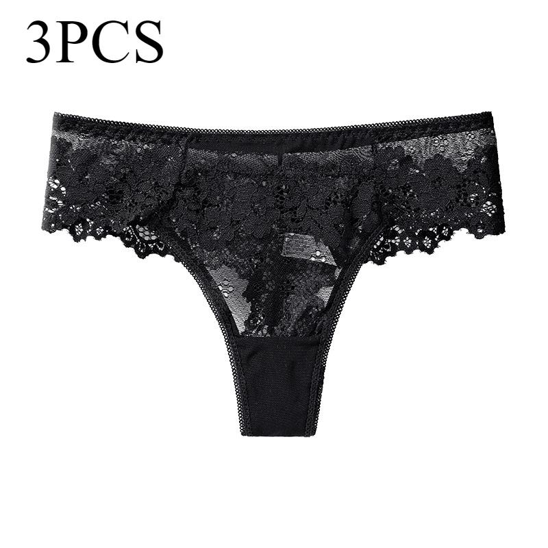 

3 шт./лот кружевные стринги женские сексуальные с низкой талией спортивные утягивающие трусы женские дышащие сетчатые женские трусики XL чёрный