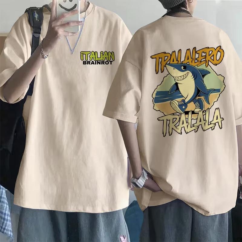 Tralalero Tralala Tung Tung Tung Sahur Bombardiro Crocodilo Tshirt Funny Italian Brainrot Meme Print Summer Men Women Cotton Top