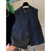 Elegant and Chic Sleeveless Woolen Vest for Women, Autumn Loose Fit Waistcoat Jacket with Noble Style