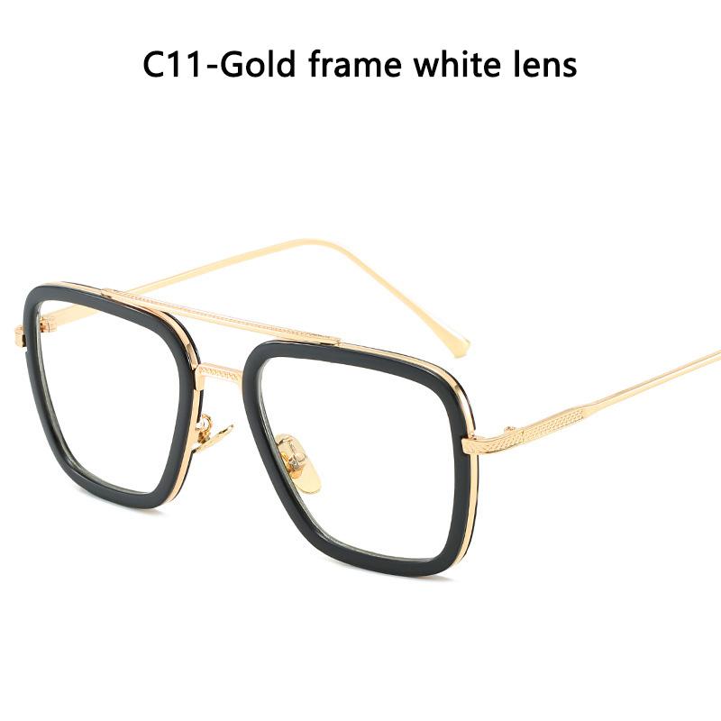 Square Men Edith Sunglasses Vintage Tony Stark Silver Metal Frame Blue Lens Glasses Fashion Women Steampunk Eyewear