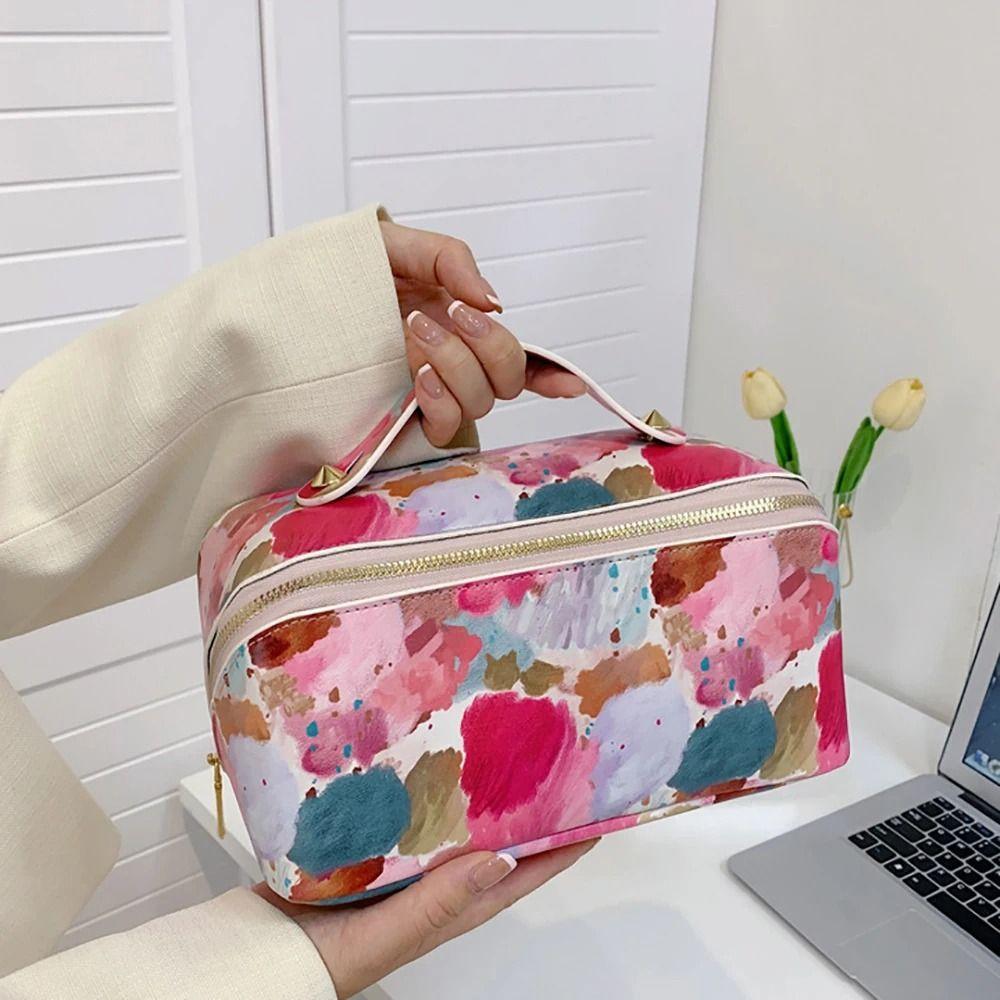 

Сумка для макияжа из искусственной кожи, коробка для хранения большой емкости, модная косметичка для женщин