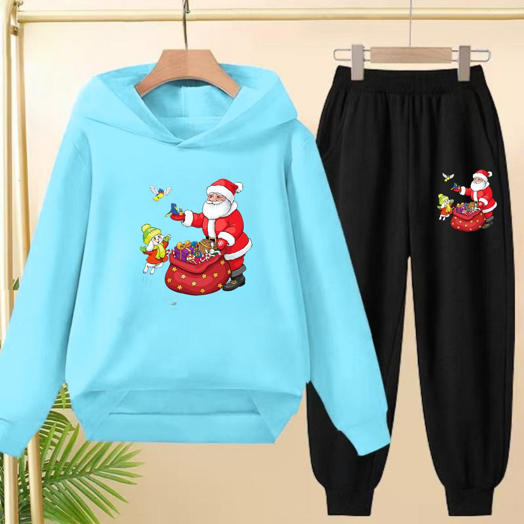 

Children s Santa Claus Clothing for Autumn Winter Boys Girls Aged Two-piece Sweatshirt Pants Casual Fashiona Sporty Set 160