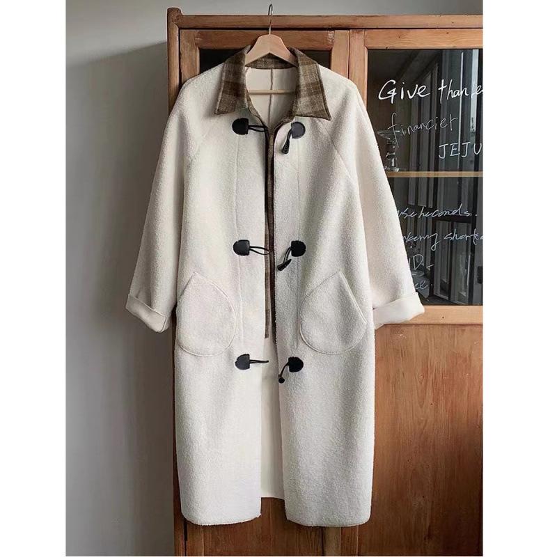 

Зимнее новое пальто-двойка, утолщенное, в стиле ленивого ветра, однотонное, свободное, длинное, женское XXL