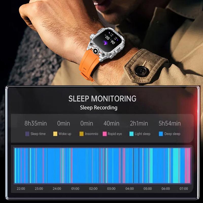 Nuovo Multifunzionale Schermo Grande Quadrato Smartwatch da Esterno Torcia Monitoraggio della Salute Bracciale Sportivo da Uomo