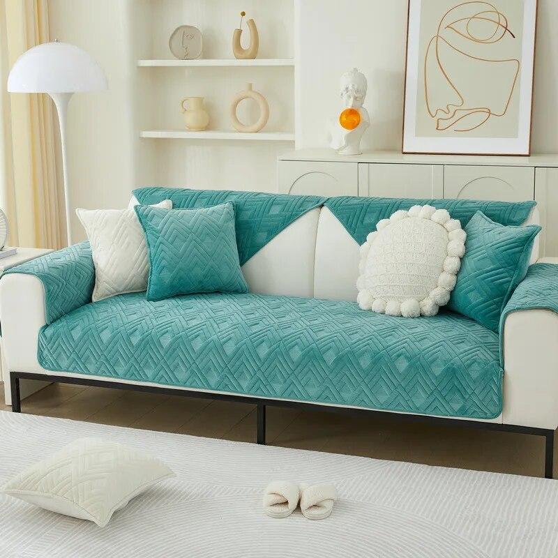 Fashion Winter Sofa Cover Thick Comfortable Plush Living Room Sofa Cushion Warm Non-Slip Velvet Sofa Backrest Armrest Cushion