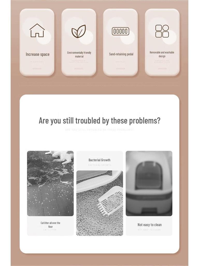 Medium-Large Anti-Splash Odor-Blocking Cat Litter Box for Kittens and Cats