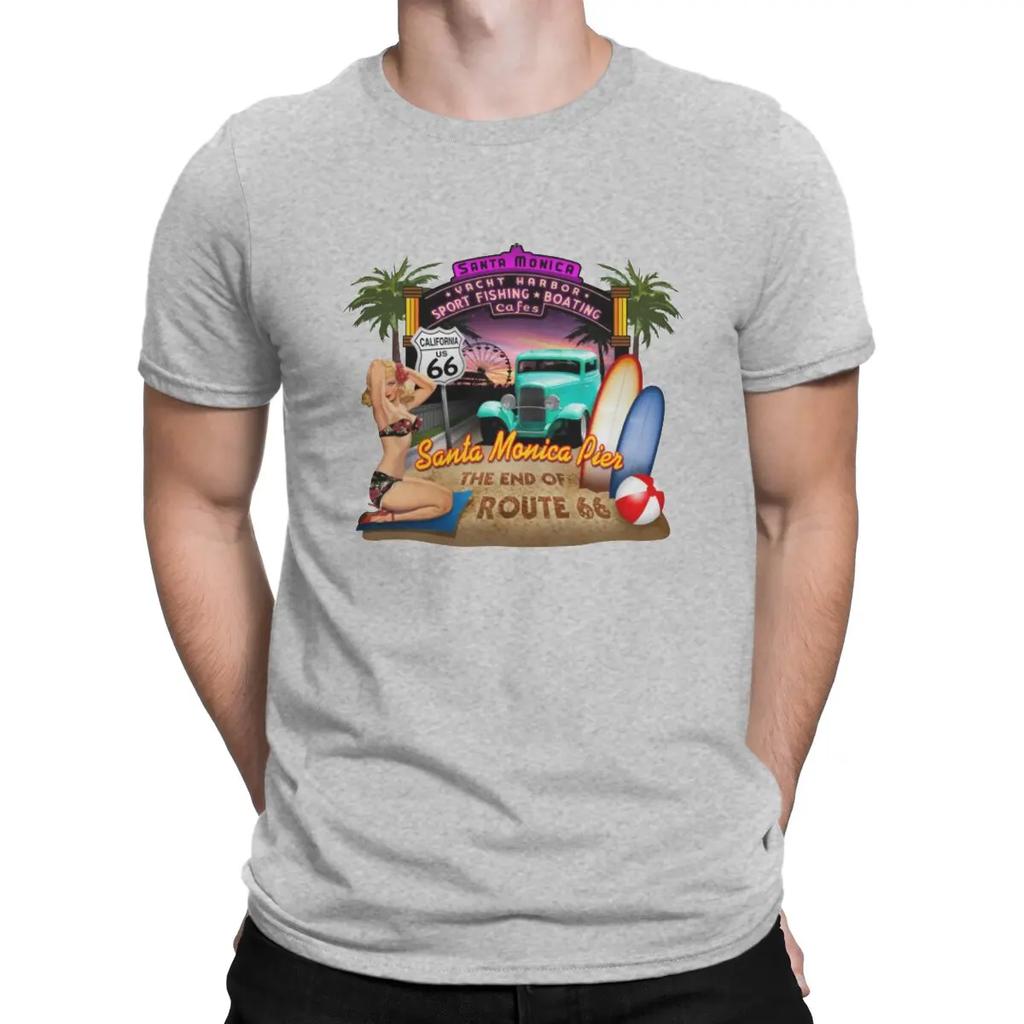 Famous Highway T-Shirt Men Vintage 66 Route Vintage 100% Cotton Tee Shirt Crew Neck Short Sleeve T Shirt New Arrival Clothes
