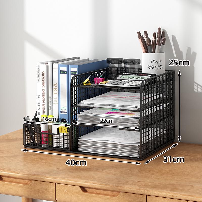 Multi-Layer Desktop Bookshelf Organizer: Large Capacity File and Paper Storage Rack