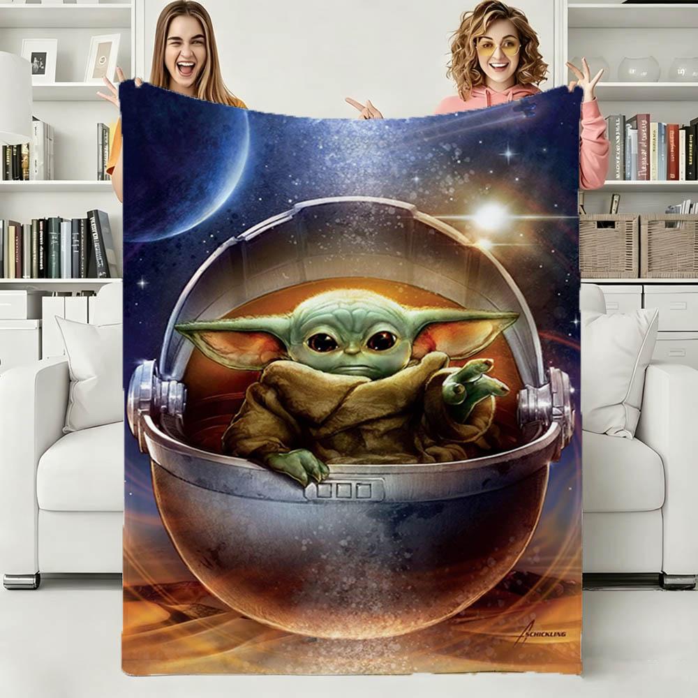 3D The Adorable Yoda Cute Movie Flannel Blanket Soft Throw Blanket Art for Home Decor Bedroom Bed Sofa Picnic Cover Kids Gifts