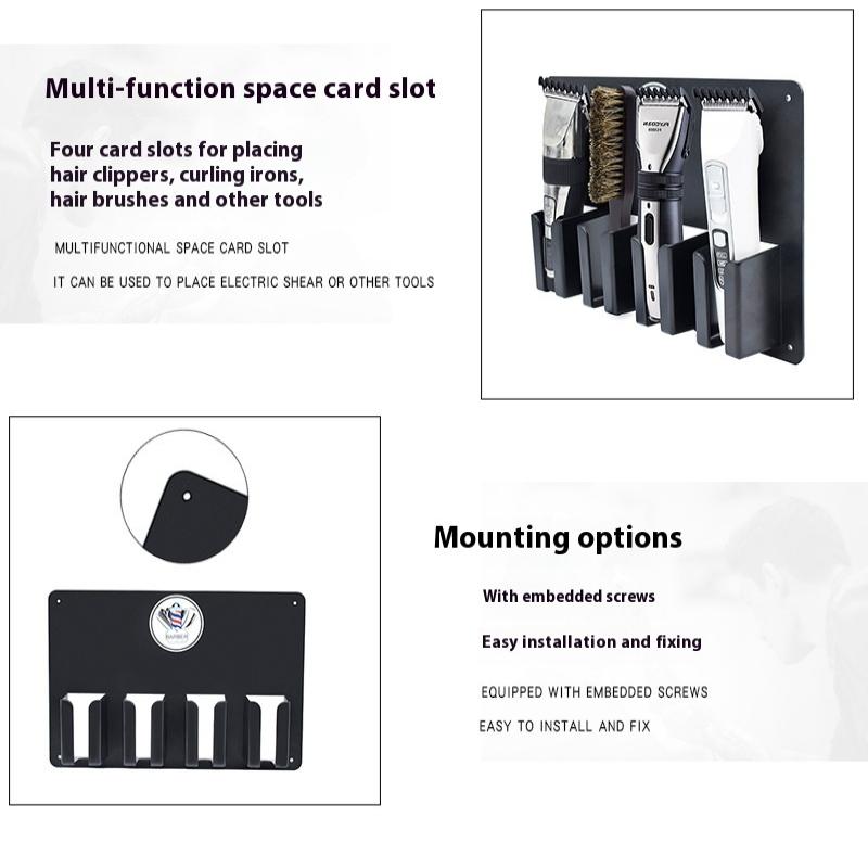 Wall Electric Clipper Rack Hair Trimmer Shaver Holder Mounted Hair Dryer Barber Storage Box Salon Practical Tool