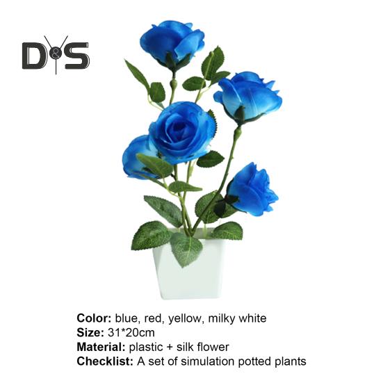 Artificial Potted Plant Ornamental Charming Plastic Simulation Rose Flower
