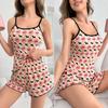 Damen-Nachtwäsche, bedrucktes Pyjama-Set, dünnes, bequemes Slip-Shirt, kurze Hose, Schlafanzüge, Heimkleidung, sexy Nacht, lässige Lounge-Kleidung