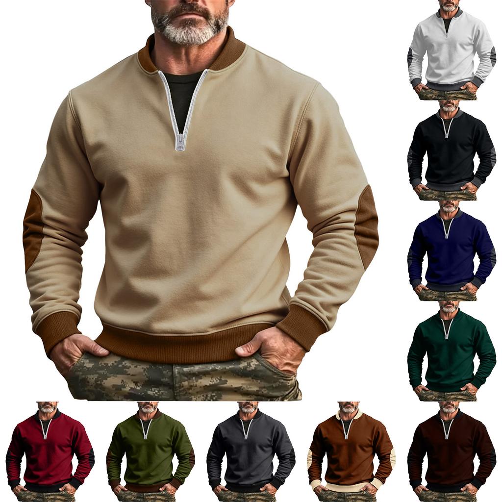 Men's Solid Color Half-Zip Sweatshirt Men's Sports Large Size Casual Sweatshirt