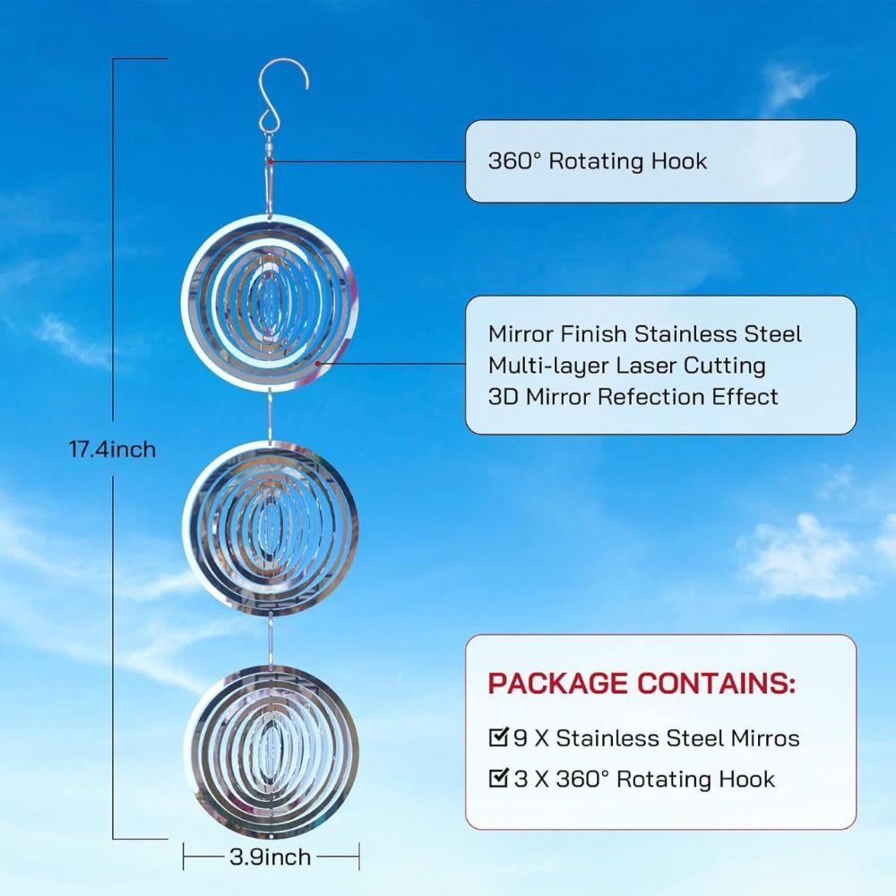 Reflective Metal Bird Repellent Spinner Reflective Wind Spinner  Outdoor Decoration