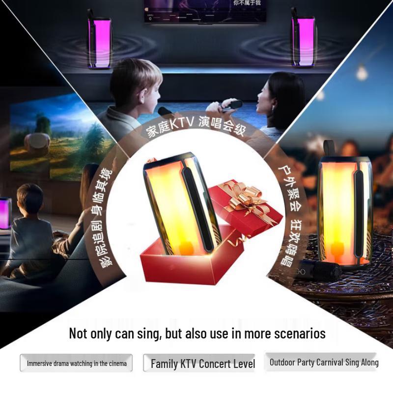 Newmine M18 Wireless Bluetooth Karaoke Speaker System with Dual Microphones CN plug (adapter included)