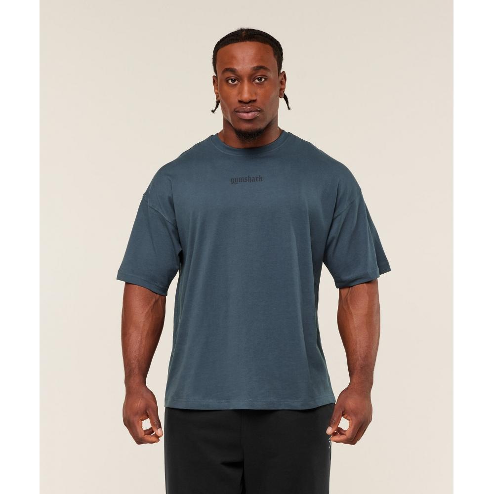 Gymshark Olde English T shirT Gs sTealTh Blue A3b5y Ud6s