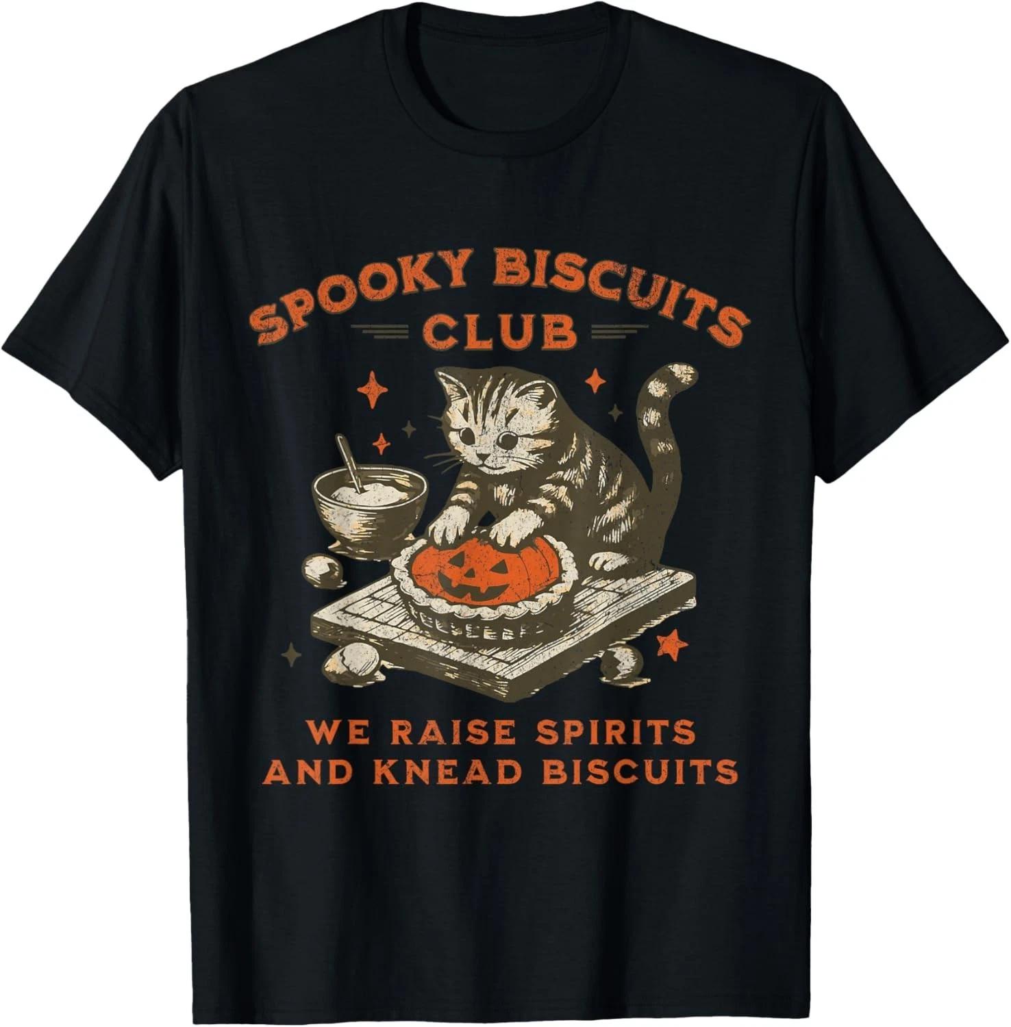 Spooky Biscuits Club Cat _ Funny Halloween Baking Tee Gift Unisex T-Shirt 4XL