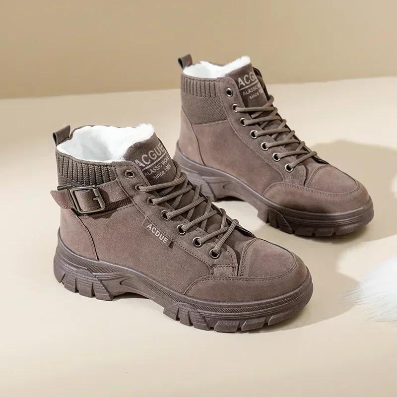 

Fashion New In Lace-up Plus Warm Women s Snow Boots With Laces Shoes for Woman Lamb Work Pu Elegant and Fashion Demi-season Large Size 35