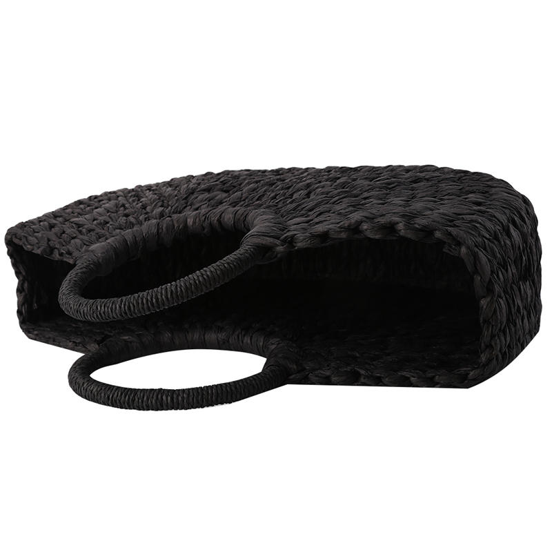 Women'S Wicker Handbag Semicircle Bags Totes Beach Straw Woven Rattan Bag Retro Rattan Bag Handknitting