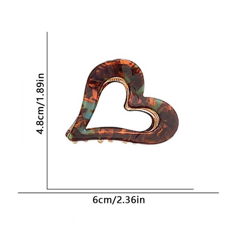 1pc Cute Heart Shaped Hair Claw Clips Colorful Acrylic with Gold Accents Multiple Pretty Hues Perfect for Sweet Y2K Hairstyles