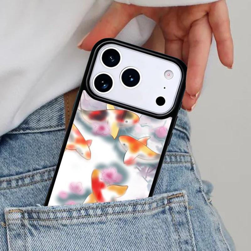 Japanese Koi Phone Case for iPhone 16e 15 14 13 12 17 Pro Max Plus Air 17pro Cover Coque