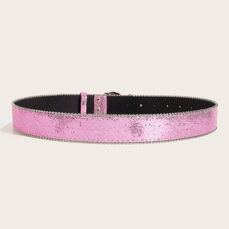Modischer Schnapp-Herz-Schnallen-Gürtel für Damen Glitzernde Pailletten-Taillengürtel für Abendveranstaltungen Lässiges Formelles Taillen-Accessoire