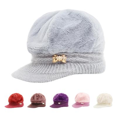 New Wool Pumpkin Hat, Windproof and Cold-proof In Winter, Old Lady Warm Hat, Thickened and Velvet Knitted Hat