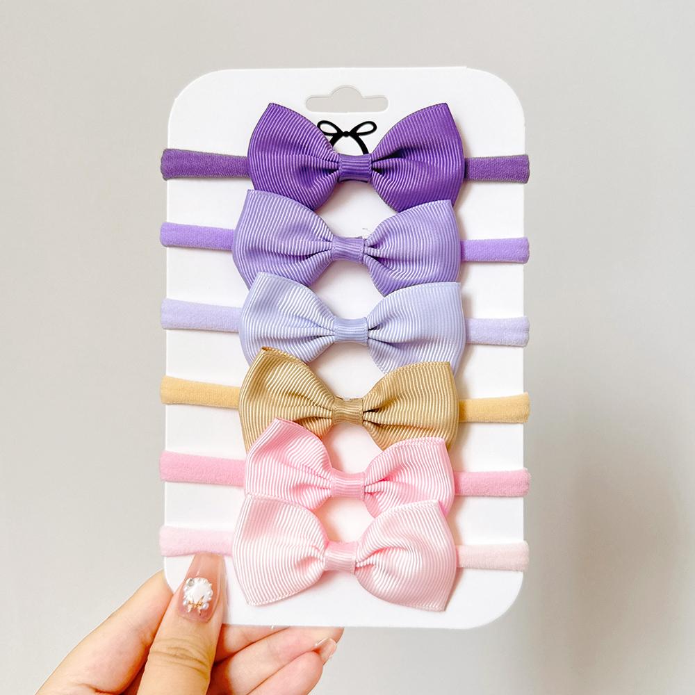 4/5/6Pcs/Set Solid Color Kids Headwear Elastic Hair Bands for Baby Cute Ribbon Bowknot Headband Infant Girls Hair Accessories